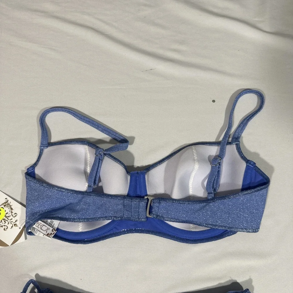 NWT BECCA [ 2PC ] Shimmer Bikini‎ Top ( D Cup) + Side Tie Bottom ( Small ) 7131